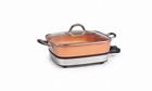21973 Copper Chef Electric Skillet Stainless Steel Square Glass 767840821973