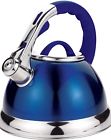 3078-blue Uniware Premium Metallic Stainless Steel Whistling Tea Kettle Teapot