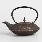 518763 Cost Plus World Market Crane Cast Iron Infuser Teapot By