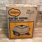 7-23 Sunbeam Vtg Electric Frypan Harvest Gold Teflon Non Stick Original