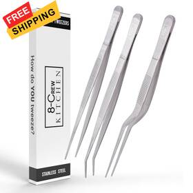 8-crew 8 Crew Kitchen 8ck3 Culinary Stainless Steel Tweezers 6-inch 1.7x0.5x6.7 Silver