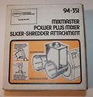 94-361 Sunbeam Vintage Power Plus Slicer Shredder Attachment For Mixmaster