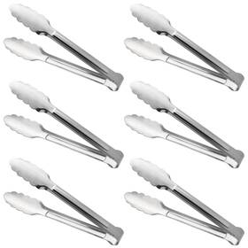 Acauto 738874189933 Serving Tongs Buffet Stainless Steel 7 Inch 6 Pack Silver