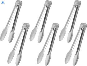 Acast0507 Acauto Tongs Small For Serving Food Buffet Salad 5 Inch 6 Pack Sliver