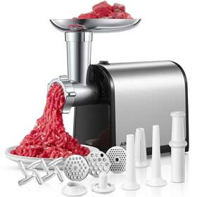 Aiheal 735940862219 Electric Meat Grinder Sausage Stuffer Maker With 2 Blades And 3 Plates