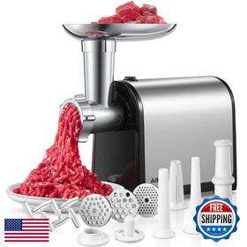 B0bj67hf51 Aiheal Electric Meat Grinder And Sausage Stuffer 3200w Stainless Steel 3 Plates 2 Bla