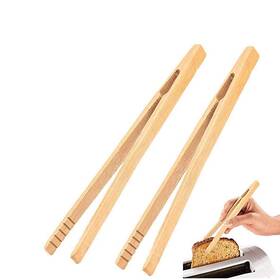 Aisibo 192236868575 2 Pieces 7 Inch Bamboo Toaster Tongs Natural Wood Tong For M