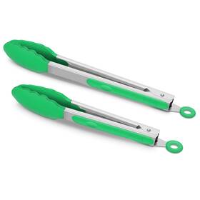 Wh-0512 Allwin-houseware W Set Of 2 Kitchen Tongs Premium Stainless Steel Locking 9 Inch And 12 Dark Green
