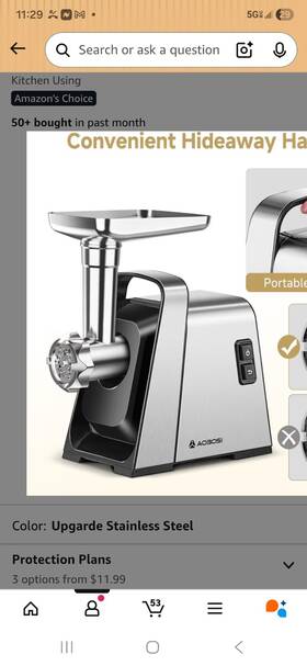 Aobosi Ul-mg5-100-sv Mg5-100 Electric Meat Grinder 500w Stainless Steel With Blades