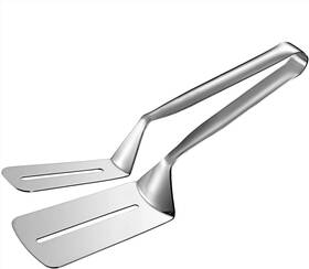 Aoosy 649615759639 Steak Clamps 3-in-1 Cooking Tong Double Sided Spatula 10 Inch Silver