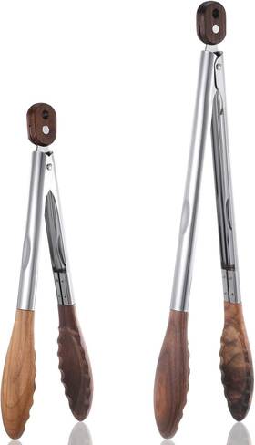 Uggl67hk Aphumedc 710668 1 12 And 15 Inch Long Wooden Tongs For Cooking Serving Food Kitchen Silver