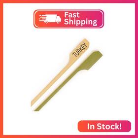 Bamboomn 6941204081744a - Turkey Meat Marker Bamboo Paddle Skewer Pick 3.5 Inch 8.9cm 100 Pie