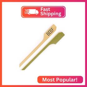 6955114981001a Bamboomn Beef Meat Marker Bamboo Paddle Pick - 3.5 Inch 8.9cm 300 Units