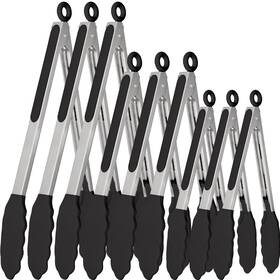 Num00244 Beieverluck 9 Pieces Silicone Tongs For Cooking 7 12 Inches Kitchen Black