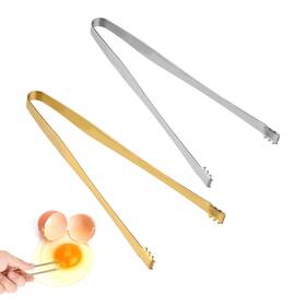 1056464 Boxob 2pcs Egg Chalaza Remover Tongs 5.98 Inch Toothed M Gold Silver