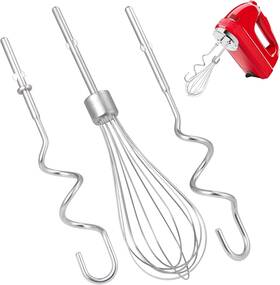 Amz00166 Brand Huikangsheng 3 Pack New Dough Hook For Hand Mixer Replacement Egg Beater Stainless Steel