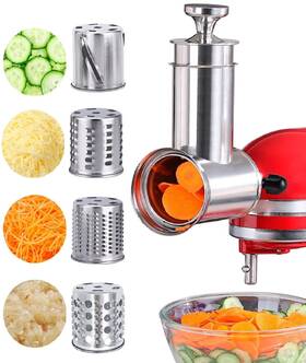 Branded 82408 Stainless Steel Salad Maker Attachment For 4 Blades Metal Sliver