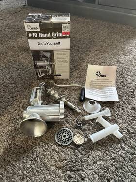00058 Chard 34494 #10 Cast Iron Clamp-on Manual Hand Meat Grinder Mincer