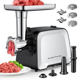 Cheffano Life 977176638976 Electric Meat Grinder Sausage Stuffer Maker With 2 Blades 3 Plates