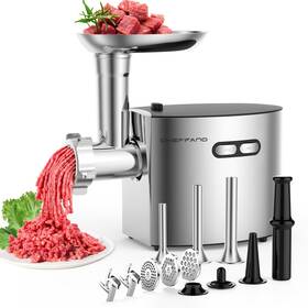 Mgcl091-silver Cheffano Life Electric Meat Grinder Sausage Stuffer With 4 Size Tube 2 Blades 3