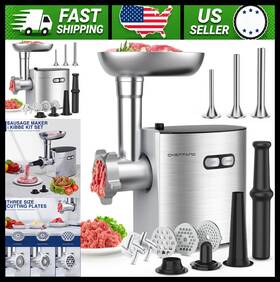 Cheffano Mg091-3s Electric Meat Grinder Heavy Duty With Blades Plates Sausage Stuffer Kubbe Kit