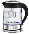 Cominhkpr122905 Chefs Star Electric Tea Kettle Cordless Glass Pot Liter Stainless