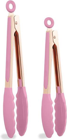 Cook With Color 192598196231 Stainless Steel Silicone Tipped Kitchen And 2 Pc Tongs Blush