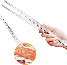 Cyimi 751300069302 Kitchen Tweezers Tongs Stainless Steel 12 Inch Long Straight Silver