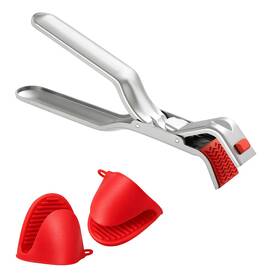 2511qwgr241 Czfswt 3pcs Hot Plate Gripper Tongs Set Anti Scald One Size Silver