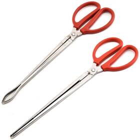 Dadamong Dm0071 Crab Tongs - Set Of 2 Multi-function Clip Scissor 15 Inches Silver