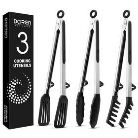 Drk-029 Dairen Kitchen Tongs For Cooking 12 Inch Non Scratch Silicone Tip Black
