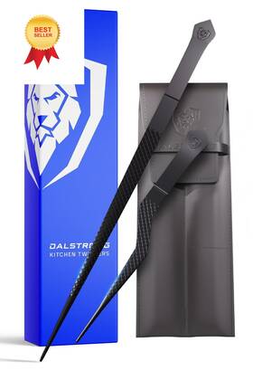 Dalstrong 820568005046 Professional Food Tweezers And Kitchen 2pc Offset Straight Black
