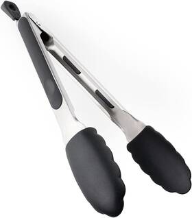 Dol-kt-046 Di Oro Living New 9-inch Kitchen Tongs Stainless Steel With 9 Inch Black