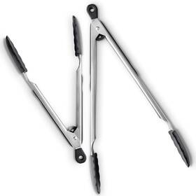 Dol-kt-050 Di Oro Living Silicone Tongs For Cooking - Heat-resistant 2-pc Set Black
