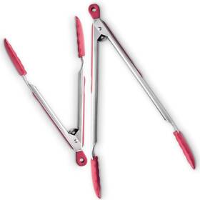 Dol-kt-51 Di Oro Living New 2-piece Kitchen Tongs Set 9-inch And 12-inch Stainless Red