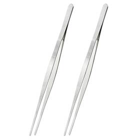 0240924 Dijedev 2pcs 12 Inch Kitchen Tweezers Tongs Cooking Point Tip Silver