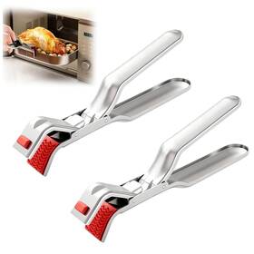 Dreikanter 741050873861 2pcs Stainless Steel Hot Plate Gripper Clips - Multi-purpose Routine Silver