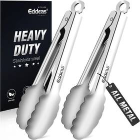 Ed-01 Eddeas 2 Pcs 7 Inch Small Tongs Heavy Duty Stainless Steel All Silver 2pcs