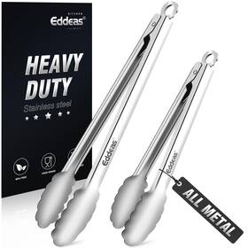 Ed-02 Eddeas All Metal Tongs For Cooking - Heat Resistant 9 12 Inch Silver 2pcs