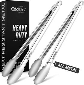 Ed-05 Eddeas Grill Tongs 600 Degrees Heat Resistant 17 Inch Extra All Metal 2pcs