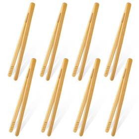 Exircy 5344fate3096 8 Pcs Wooden Tongs For Toaster 7 Inch Reusable Bamboo X 0.5 Inches Brown