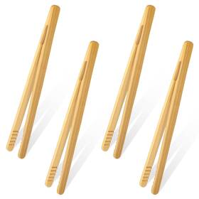 Etlc3ypj Exircy 732538 1 4 Pcs Bamboo Toaster Tongs 7 Inch Reusable One Size Brown