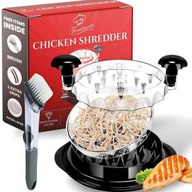 Feastmate 198715727777 Chicken Shredder Tool Twist Large 10 Inch Meat With 2 Extra Grips Trans