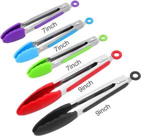Fortomorrow 721821459722 Kitchen Tongs With Silicone 5pcs 3 7 Inch 2 9 Multicolor