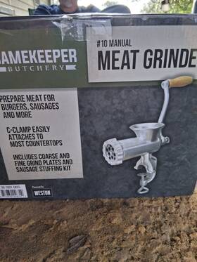 Gamekeeper Butchery 36-1001-gkfg #10 Manual Meat Grinder Silver With Plates Clamp Sausage Kit