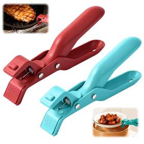 Ops856 Gandrmim Hot Plate Grippers - Thickened Anti-scald Bowl Clip Tongs Moderate Red Green