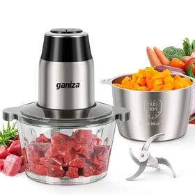 B0brmm85hg Ganiza 450w Food Processor Electric Chopper And Meat Grinder 2x 8-cup Bowls