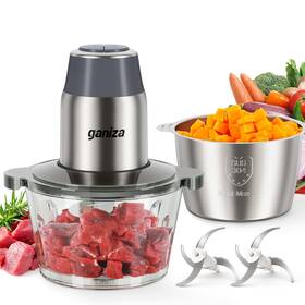 B0dyjwh6q9 Ganiza 450w Electric Food Processor Chopper And Meat Grinder With 2x 8-cup Bowls