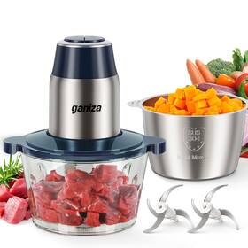 B0dyjxthm2 Ganiza Electric Food Processor Chopper 2x8 Cup Meat Grinder Copper Motor Blue