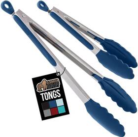 Gorilla Grip 840029692318 Stainless Steel Heat Resistant Kitchen Tongs For 9 12 Blue